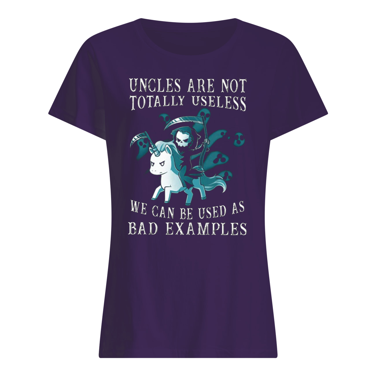 Halloween unicorn uncles are not totally useless we can be used as bad examples womens shirt