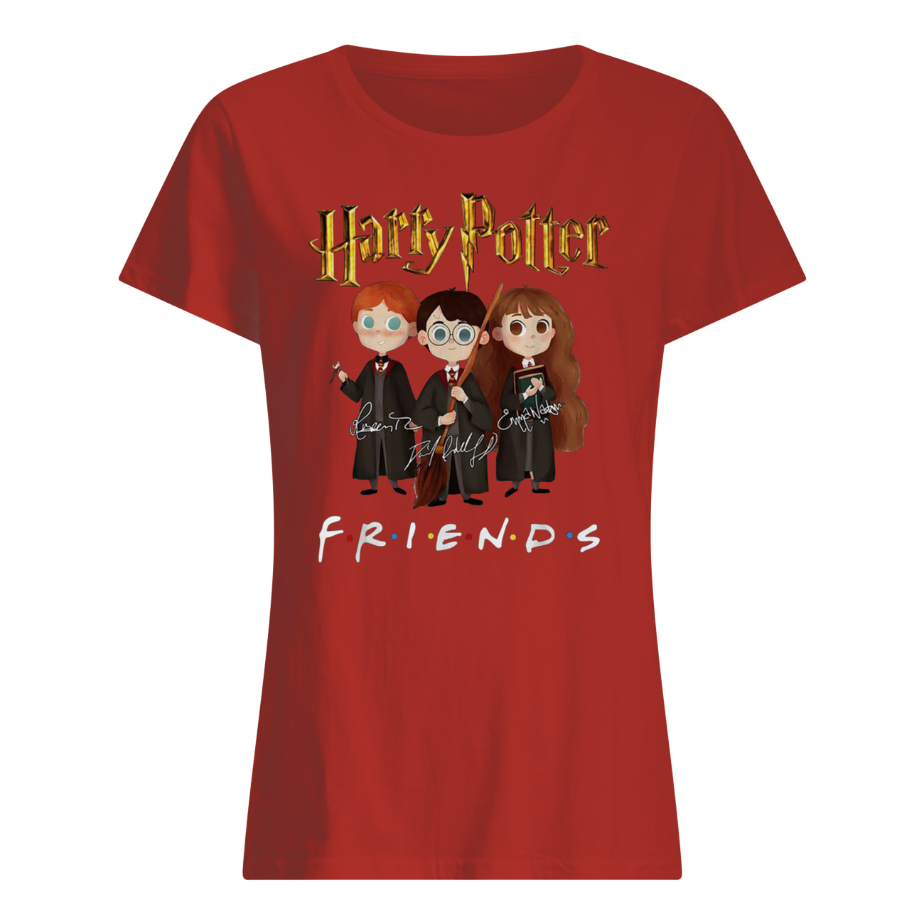 Harry potter characters friends tv show signatures womens shirt