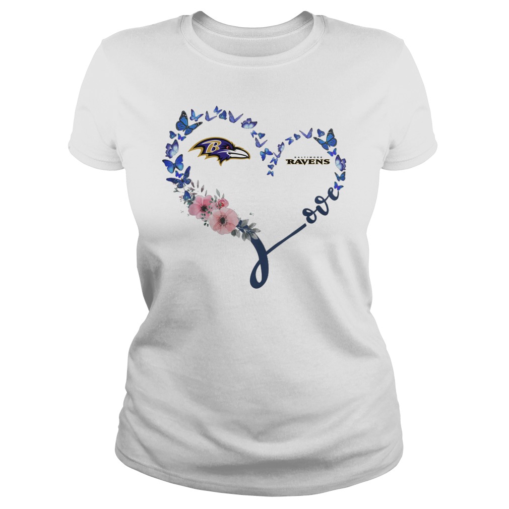Heart butterfly love baltimore ravens lady shirt