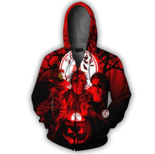 Horror movie characters boston red sox 3d zipper hoodie - size l