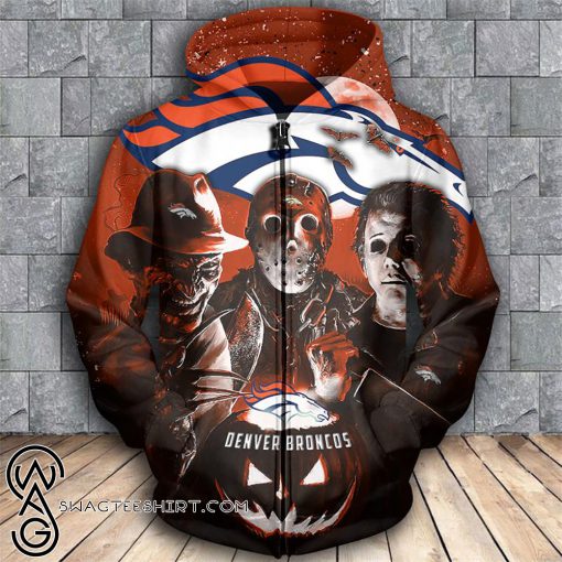 Horror movie characters denver broncos 3d zipper hoodie