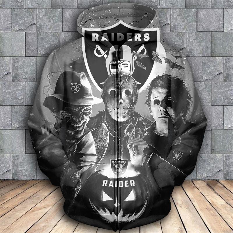 Horror movie characters oakland raiders 3d zipper hoodie - size m