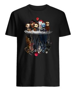 Horror movie characters water reflection men's shirt