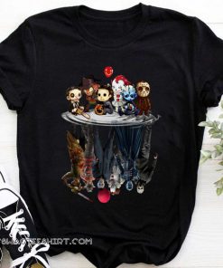 Horror movie characters water reflection shirt