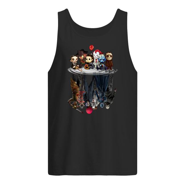 Horror movie characters water reflection tank top