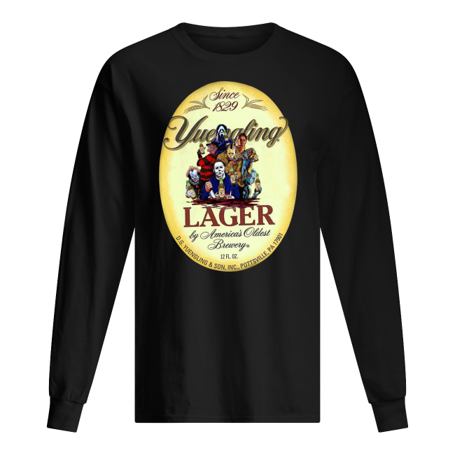 Horror movie characters yuengling lager by america's oldest brewery halloween long sleeved