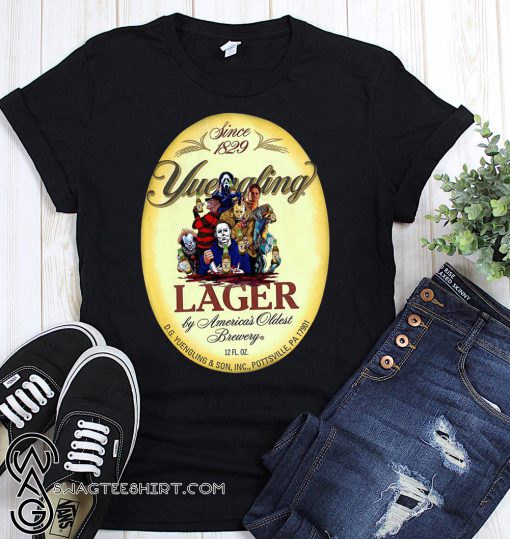 Horror movie characters yuengling lager by america's oldest brewery halloween shirt
