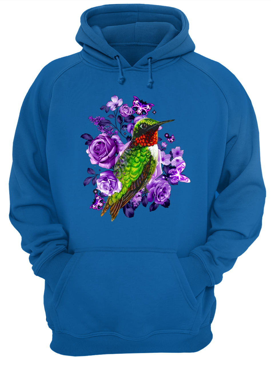 Hummingbird and purple rose flower hoodie