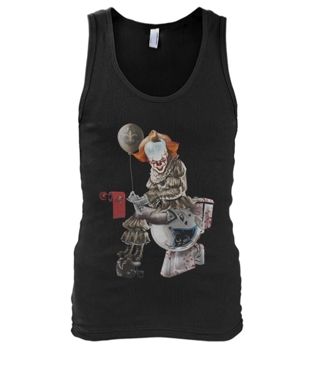 It pennywise new orleans saints sitting on carolina panthers tank top
