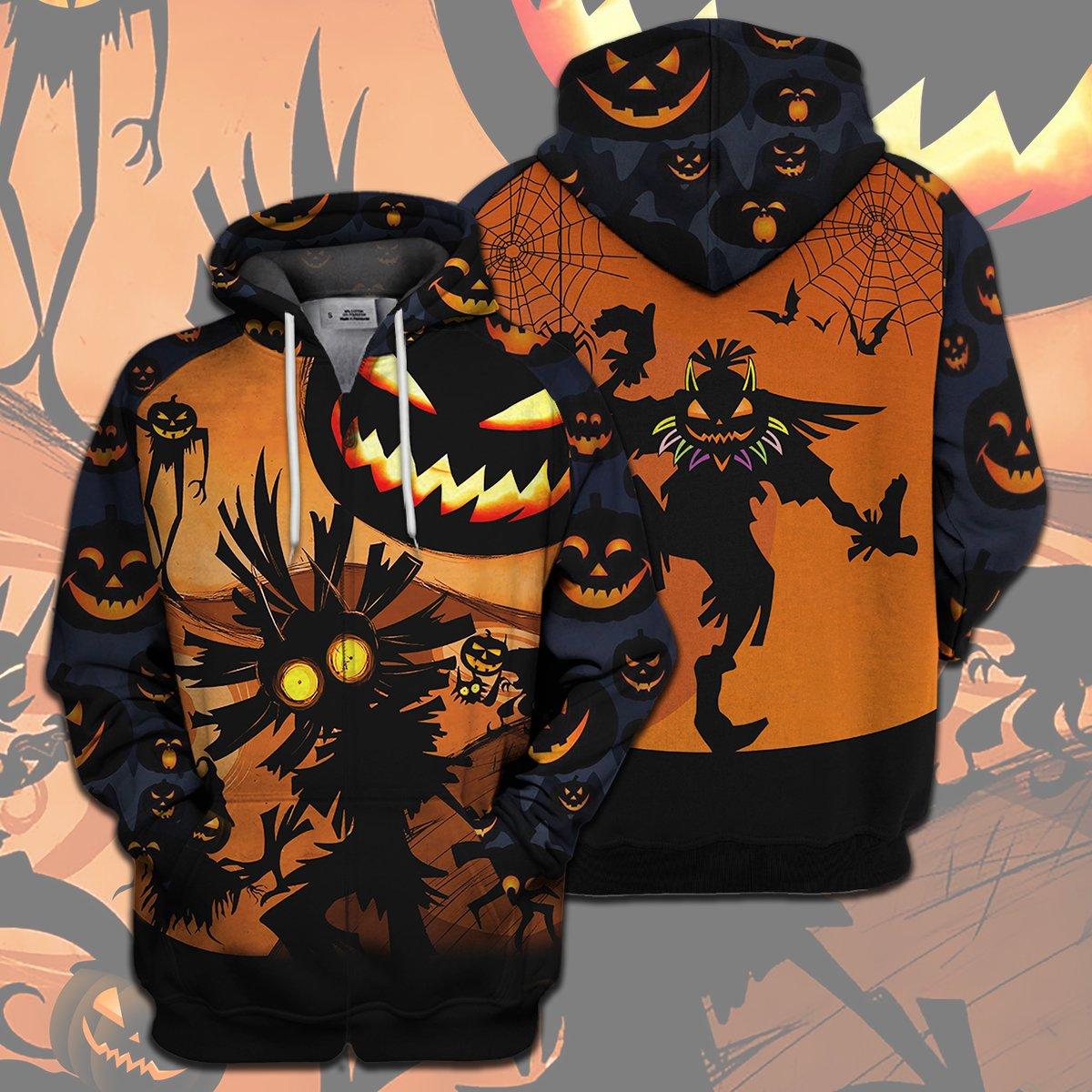 Jack-o'-lantern halloween 3d hoodie zip