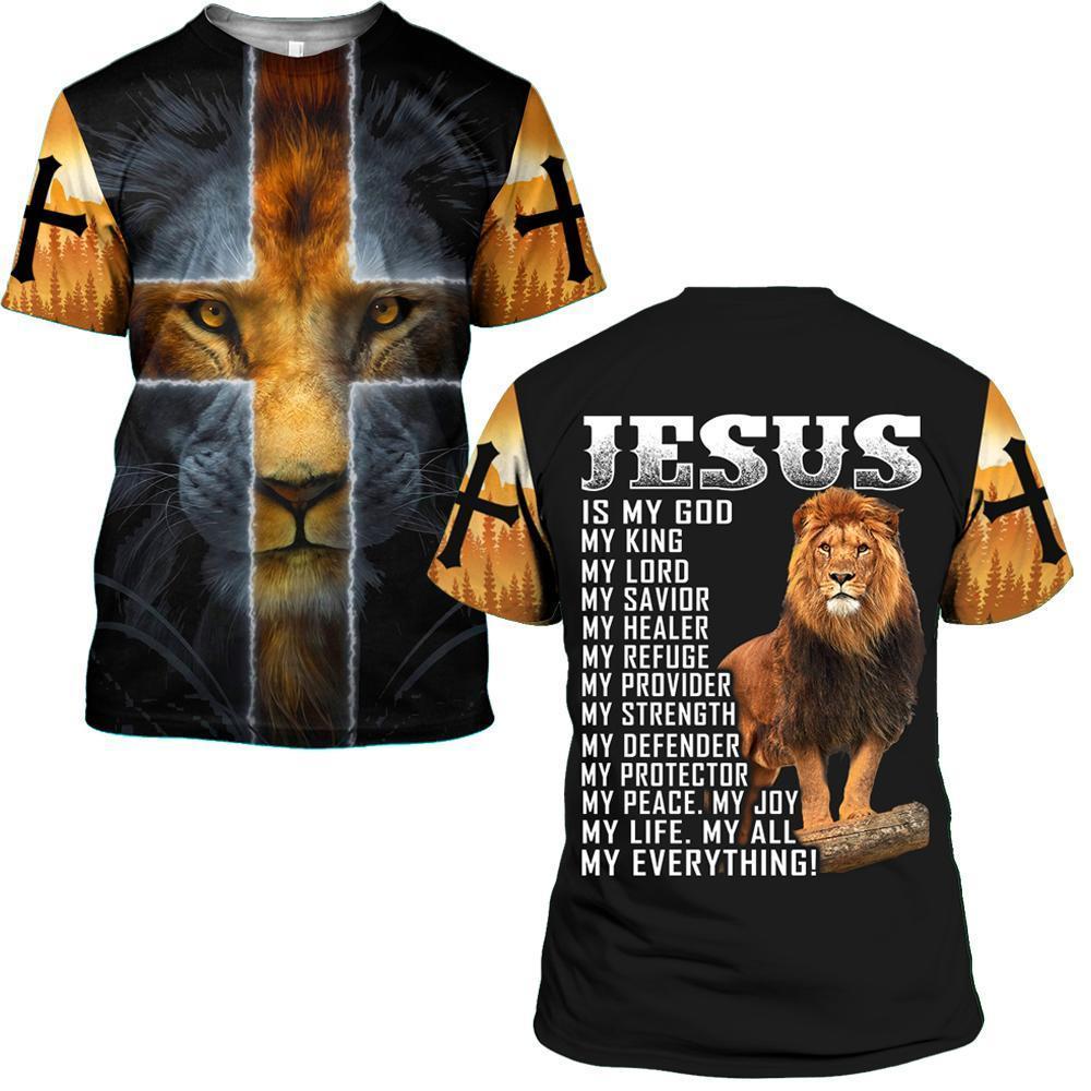 Lion Jesus is my god my everything 3d shirt