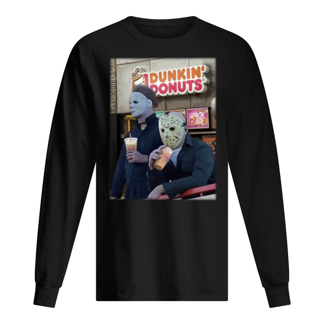 Michael myers and jason voorhees drink dunkin’ donuts long sleeved