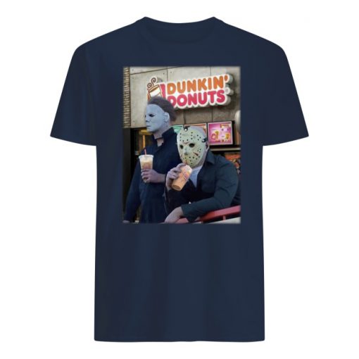 Michael myers and jason voorhees drink dunkin’ donuts men's shirt