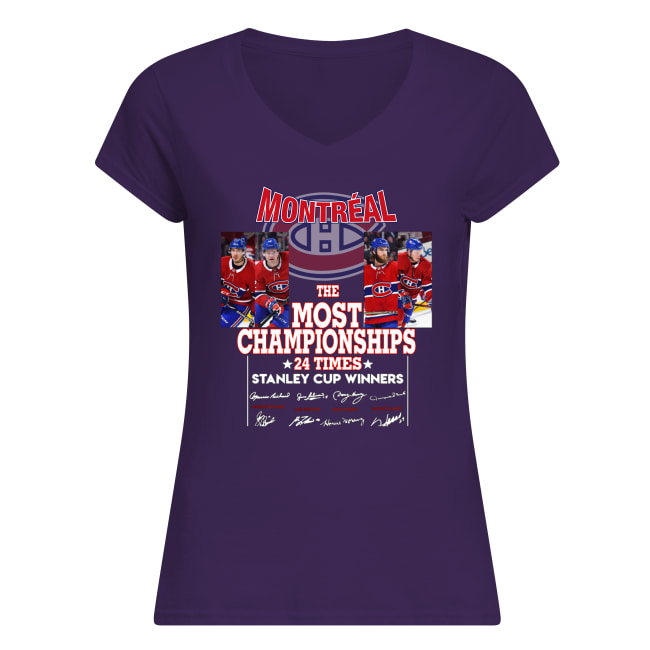 Montreal the most championships 24 times stanley cup winners signatures women's v-neck