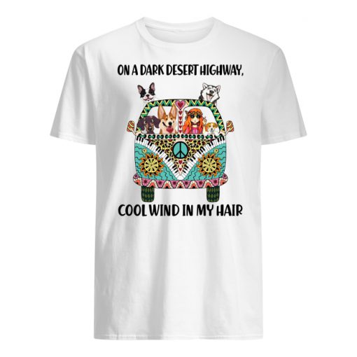 On a dark desert highway cool wind in my hair hippie girl with cats men's shirt