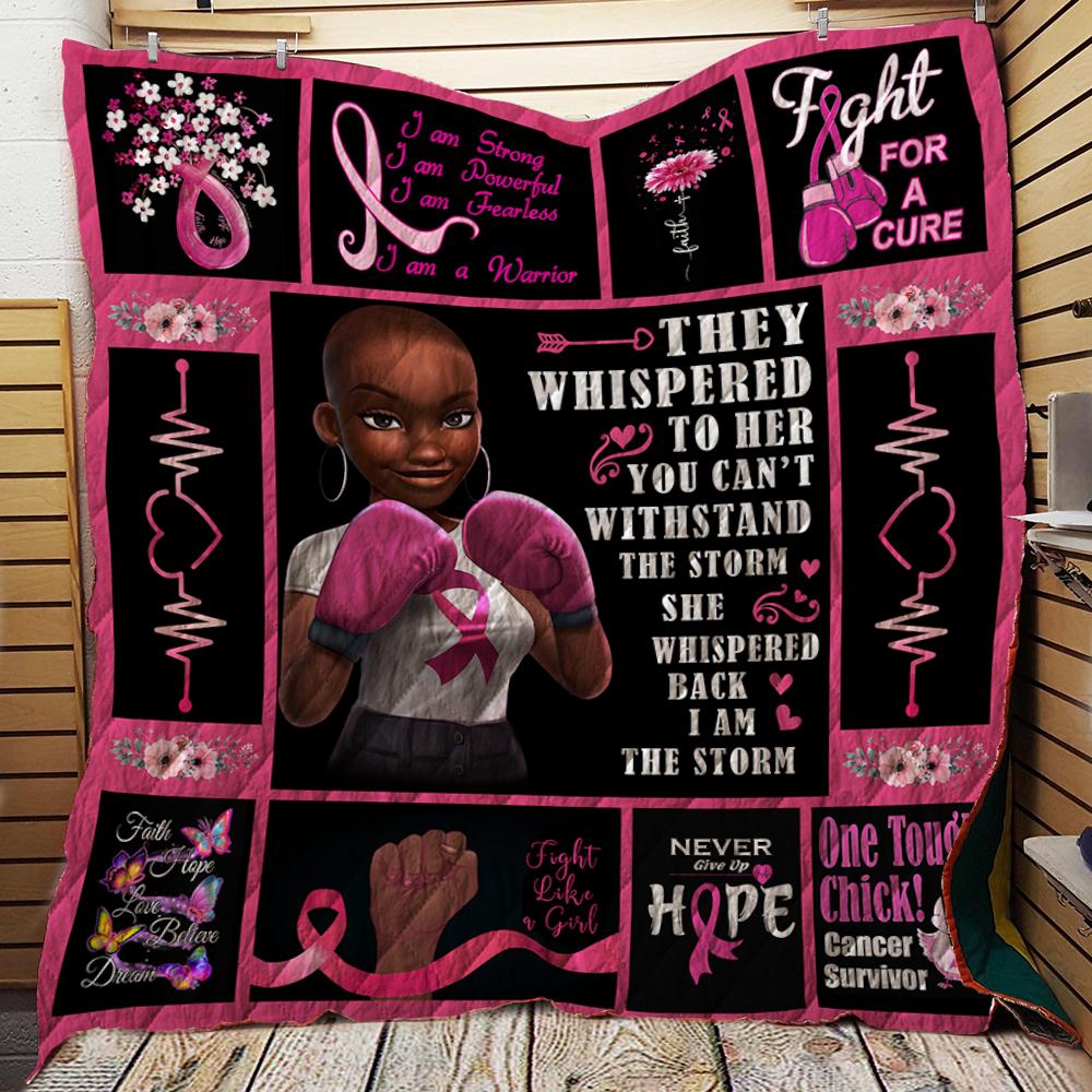 Original Breast cancer awareness kids black girl fight for a cure quilt