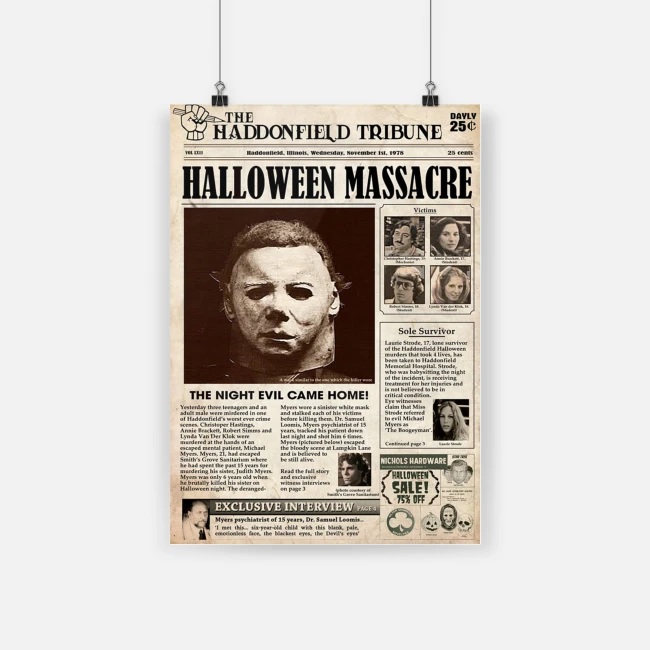 Original The haddonfield tribune halloween massacre micheal myers poster