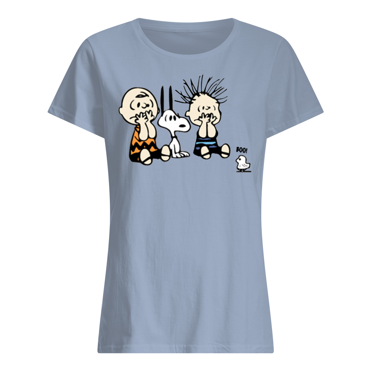 Peanuts charlie brown and snoopy halloween boo womens shirt