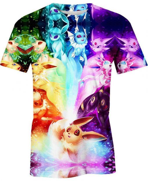 Pokemon eeveelution rainbow 3d t-shirt