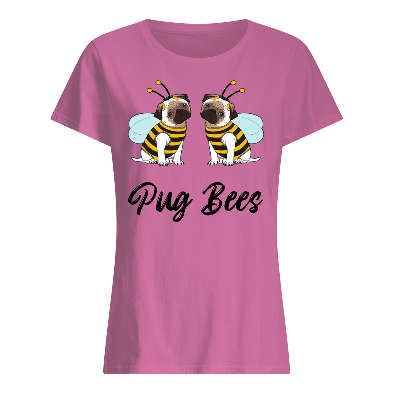 Pug bees couples womens shirt