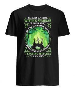 Salem annual witch seminar classes start at the witching hour spells hexes potions teaching witches sine 1692 mens shirt