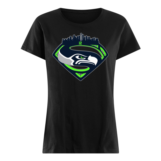 Seattle seahawks superman logo women's shirt
