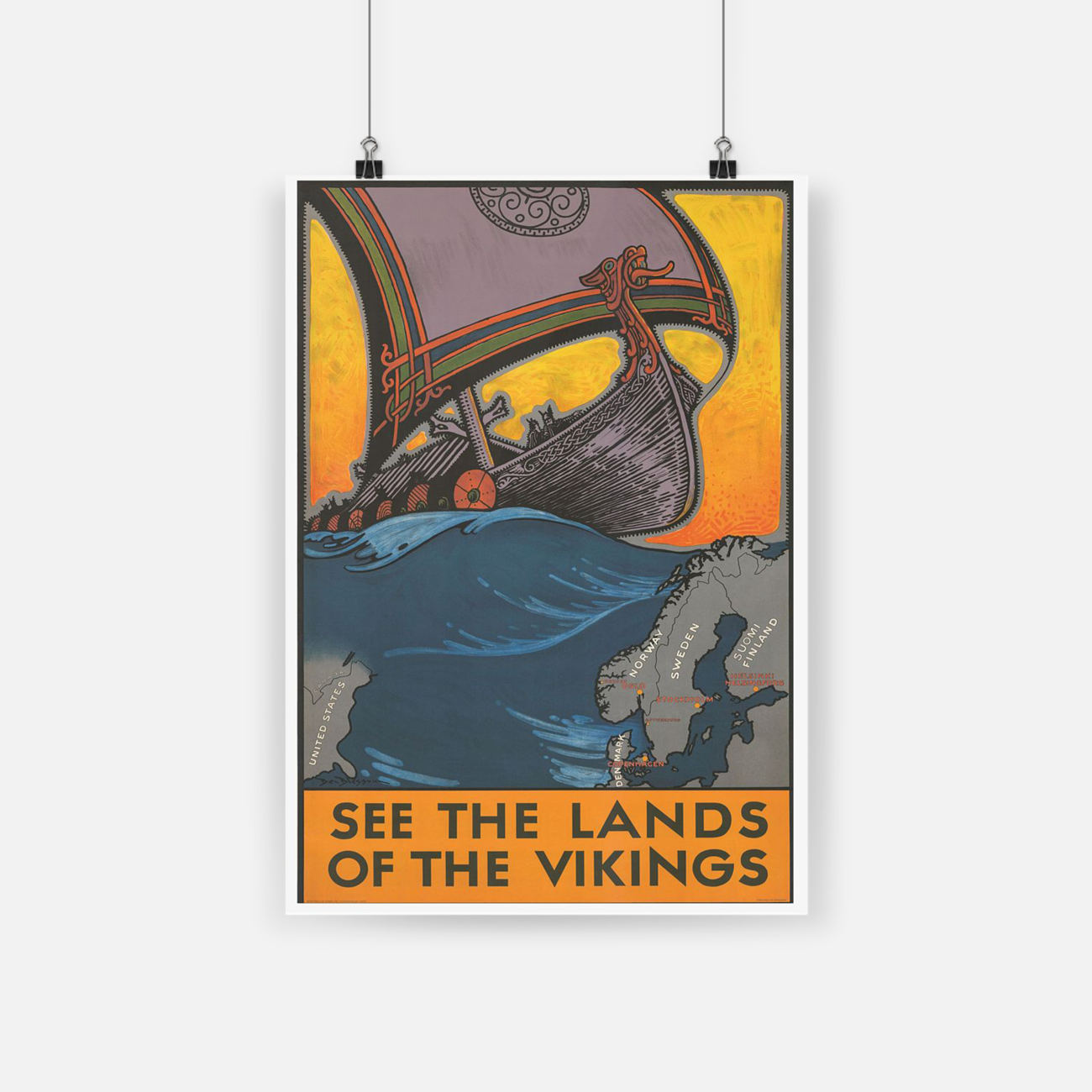 See the land of the vikings map of scandinavia poster - a4