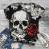 Skull and roses 3d t-shirt