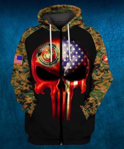 Skull united states marine corps uniform camo brave 3d zip hoodie