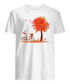 Snoopy riding a bicycle hello autumn men's shirt