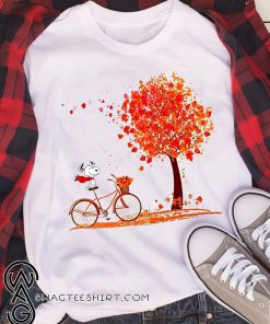 Snoopy riding a bicycle hello autumn shirt
