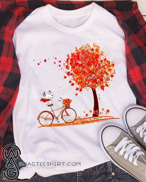 Snoopy riding a bicycle hello autumn shirt
