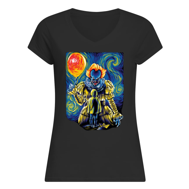Stephen king's it pennywise starry night women's v-neck