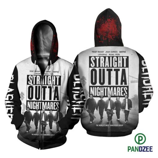 Straight outta nightmares 3d zipped hoodie