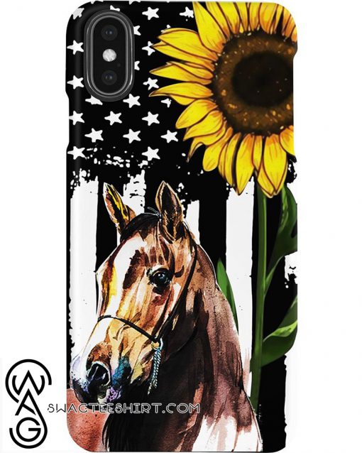 Sunflower american flag horse phone case