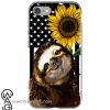 Sunflower american flag sloth phone case