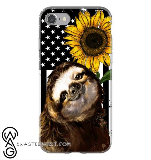 Sunflower american flag sloth phone case