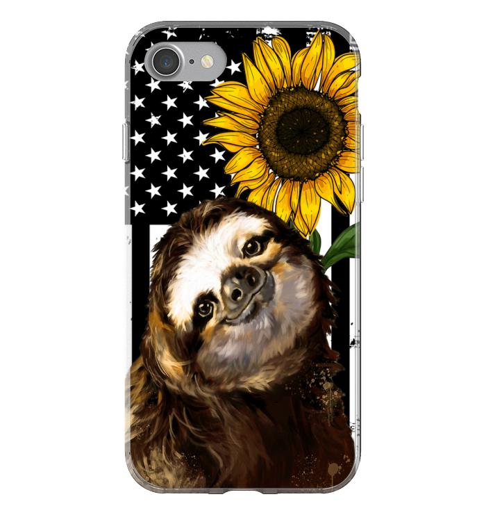 Sunflower american flag sloth phone case - iphone 7 case
