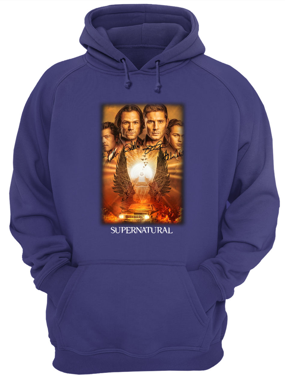 Supernatural the winchesters final season characters signatures hoodie