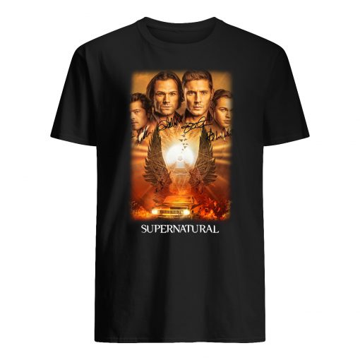 Supernatural the winchesters final season characters signatures mens shirt