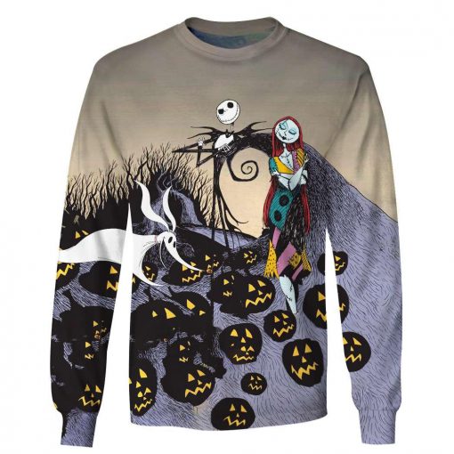 The nightmare before christmas jack skellington and sally 3d unisex long sleeve