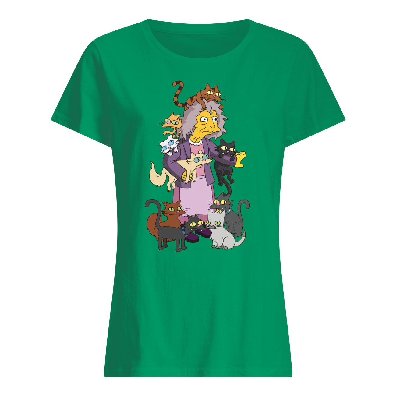 The simpsons crazy cat lady womens shirt