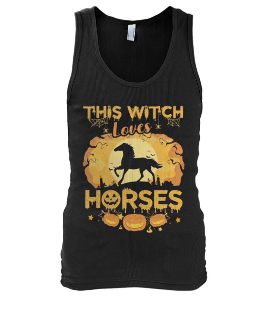 This witch loves horses halloween tank top
