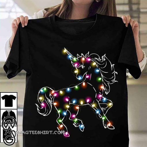 Unicorn christmas lights shirt