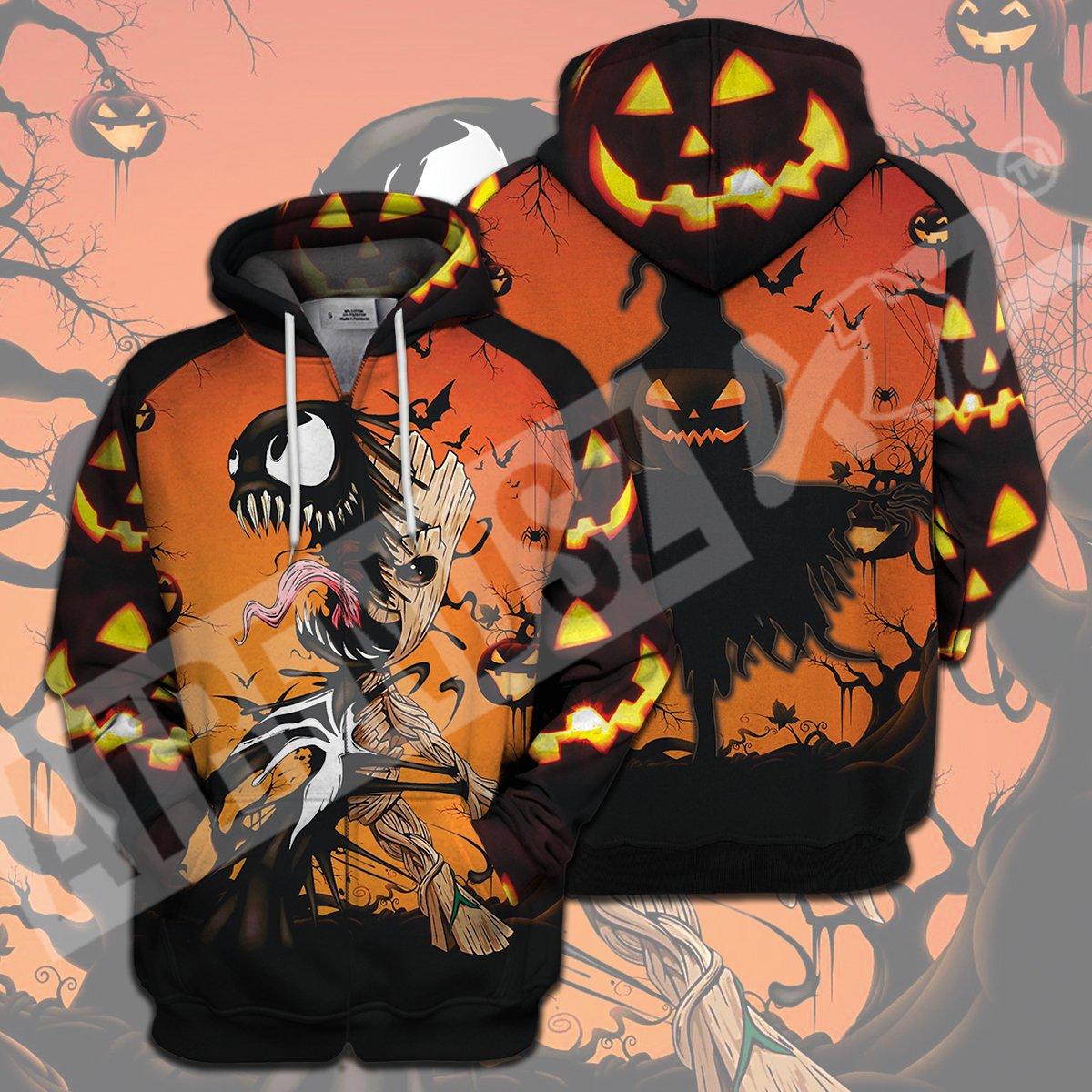 Vengroot venom groot halloween 3d zip hoodie