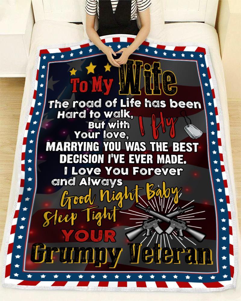 Veteran to my wife the road of life has been hard to walk blanket - x-large