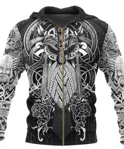 Viking odin 3d zipped hoodie