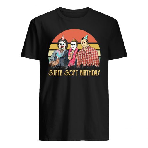 Vintage horror movie characters super soft birthday mens shirt