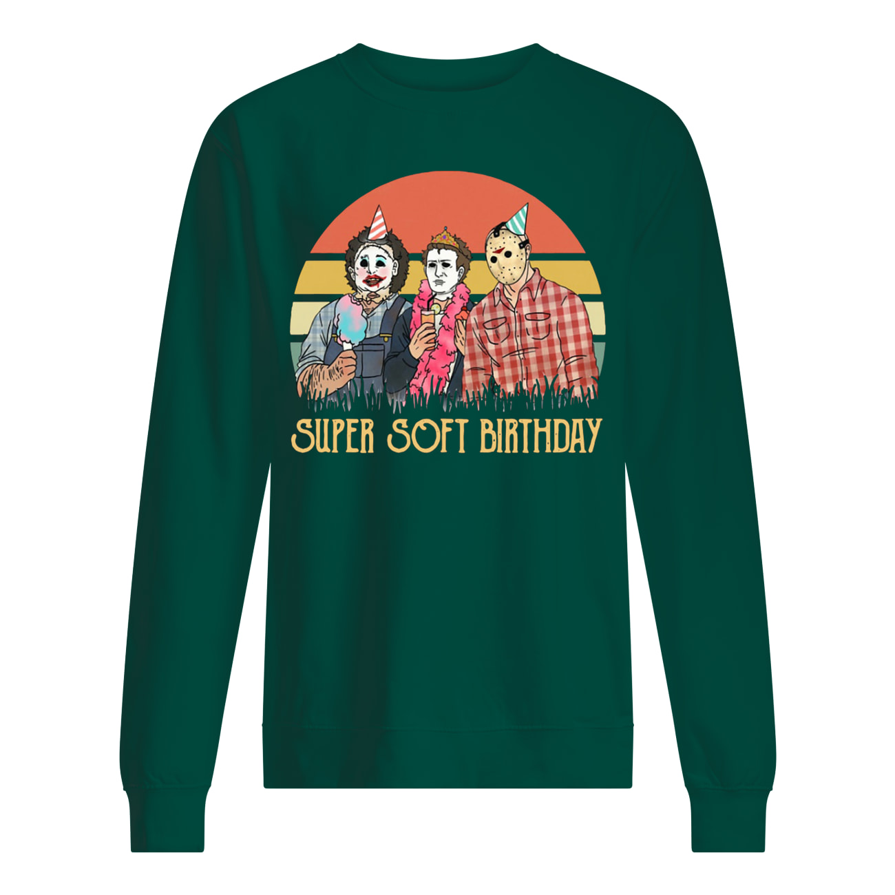 Vintage horror movie characters super soft birthday sweatshirt