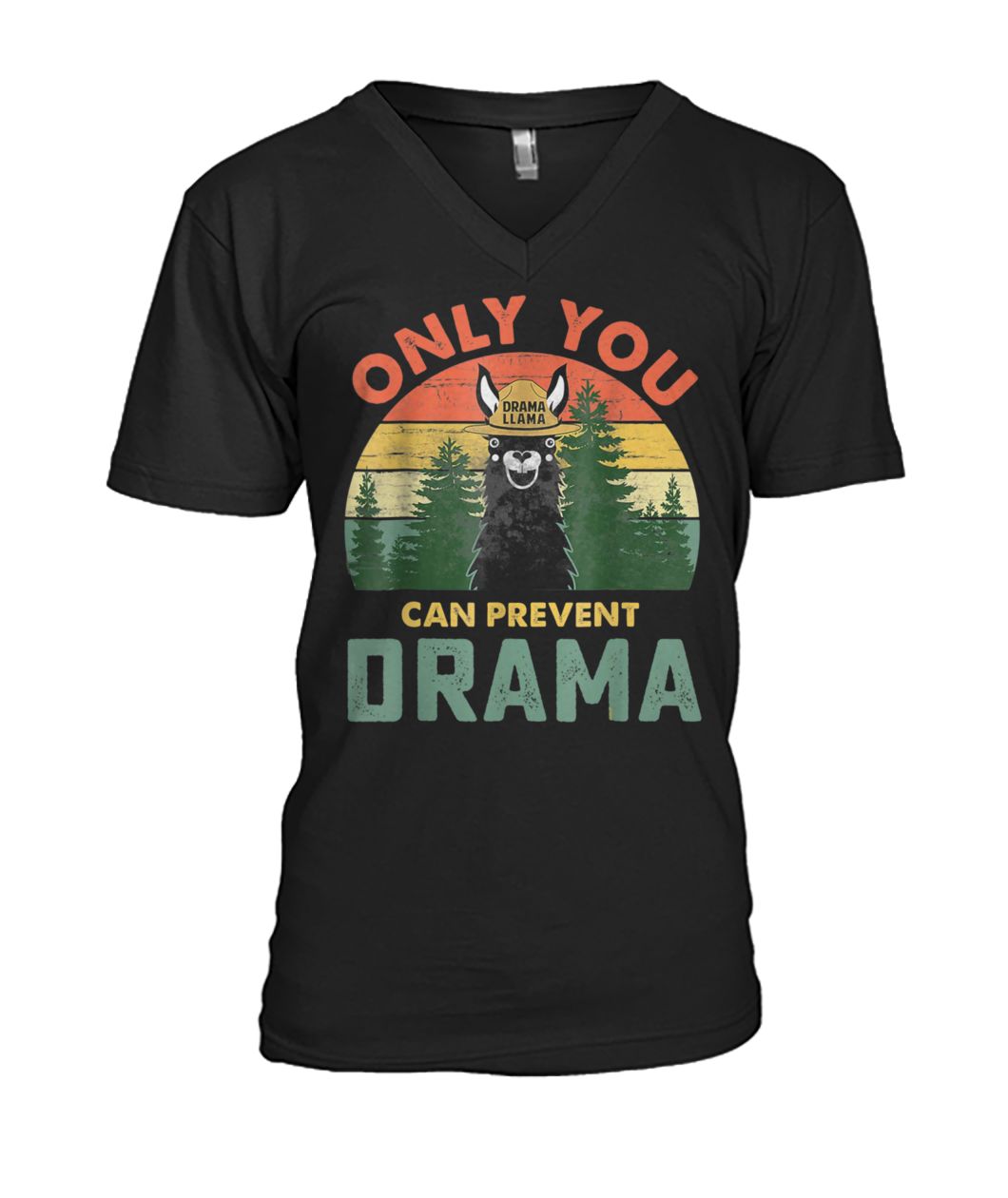 Vintage only you can prevent drama llama mens v-neck